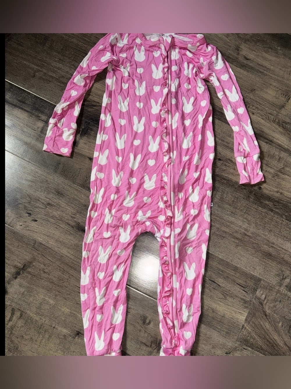 Birdie Bean Pink Bunny Beatrice Bamboo Convertible Footie 3T Ruffle Waist